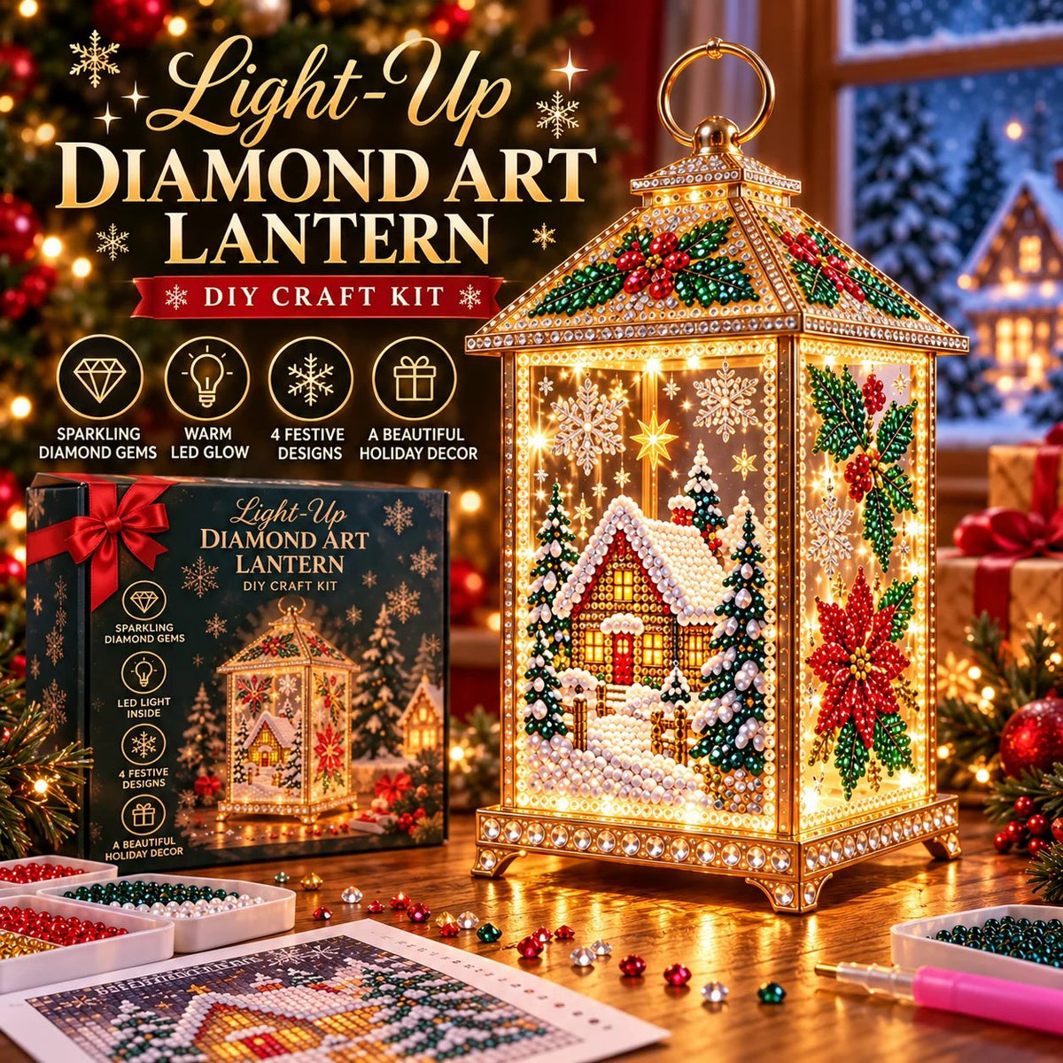 ✨🎁 Christmas Glow™ — DIY Light-Up Diamond Art Lantern