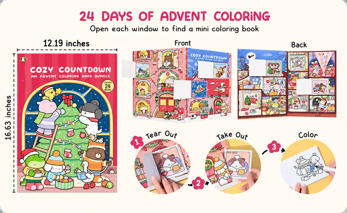 🎄LAST DAY 50% OFF - 🎁🎨 24-Day Christmas Countdown Mystery Box mini Coloring Book Set