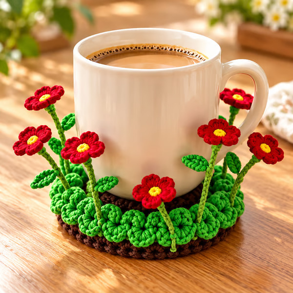 🌸Handmade Crochet Floral Coaster | Everlasting Table Art 🌸
