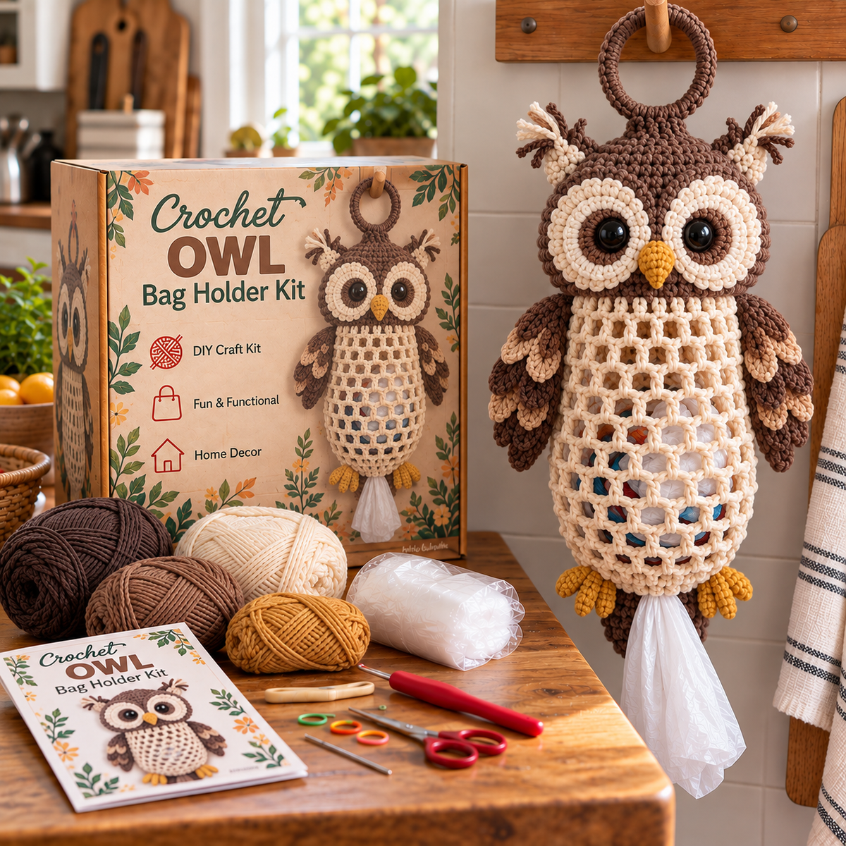 🔥Crochet Animal Bag Holder DIY Kit – Cute & Functional Hanging Storage Craft Kit🎁