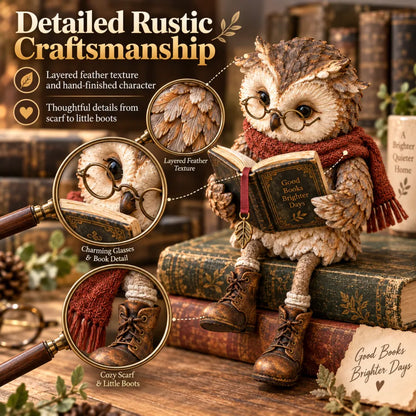 🦉 Reading Owl Figurine – Charming Book Lover Decor & Gift