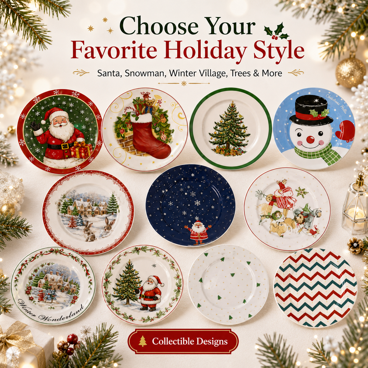 🎄Merry & Bright Christmas Plate Collection🎁🍽️ – Festive Holiday Serving Plates