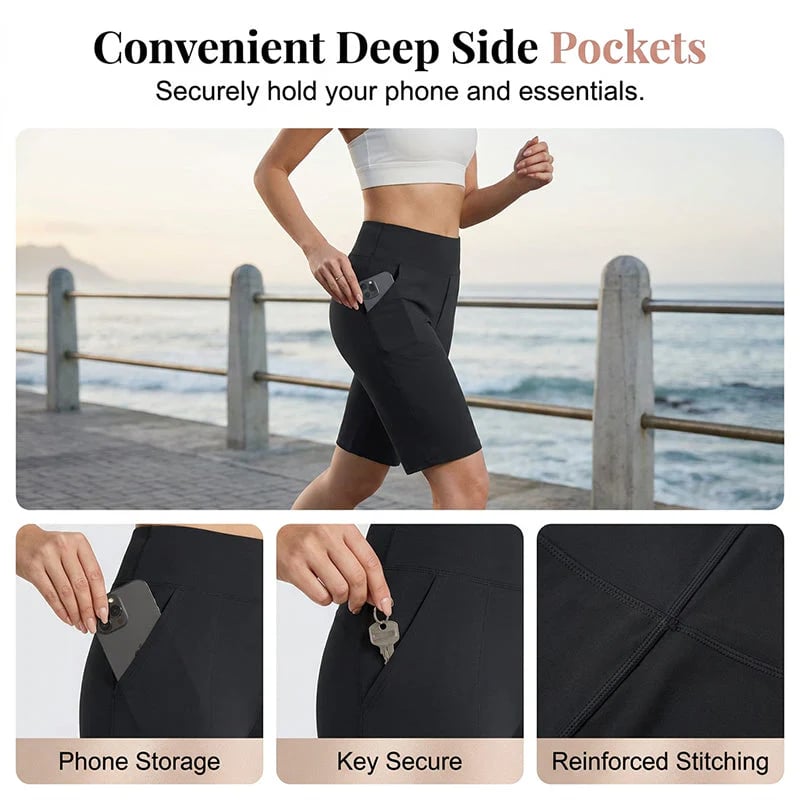 🩳 ✨ Women's Stretch Walking Shorts – 4-Way Stretch, High-Rise, Knee-Length 🚶‍♀️