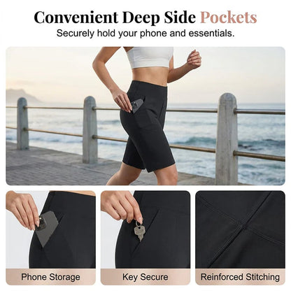 🩳 ✨ Women's Stretch Walking Shorts – 4-Way Stretch, High-Rise, Knee-Length 🚶‍♀️