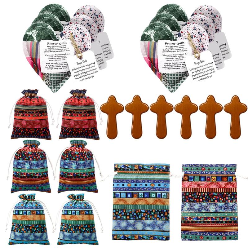 ⏰ LAST DAY 45% OFF - 🎁 Pocket Prayer Quilt Set | Mini Handmade Prayer Blankets with Cross & Drawstring Bag Christian Gifts ✝️
