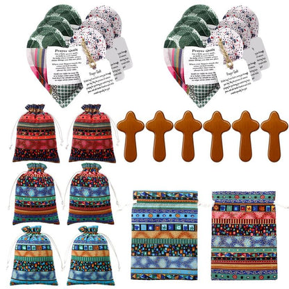 ⏰ LAST DAY 45% OFF - 🎁 Pocket Prayer Quilt Set | Mini Handmade Prayer Blankets with Cross & Drawstring Bag Christian Gifts ✝️
