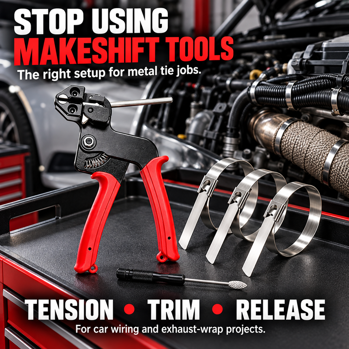 🔧 Heavy-Duty 304 Stainless Steel Cable Tie Tensioning Tool Kit