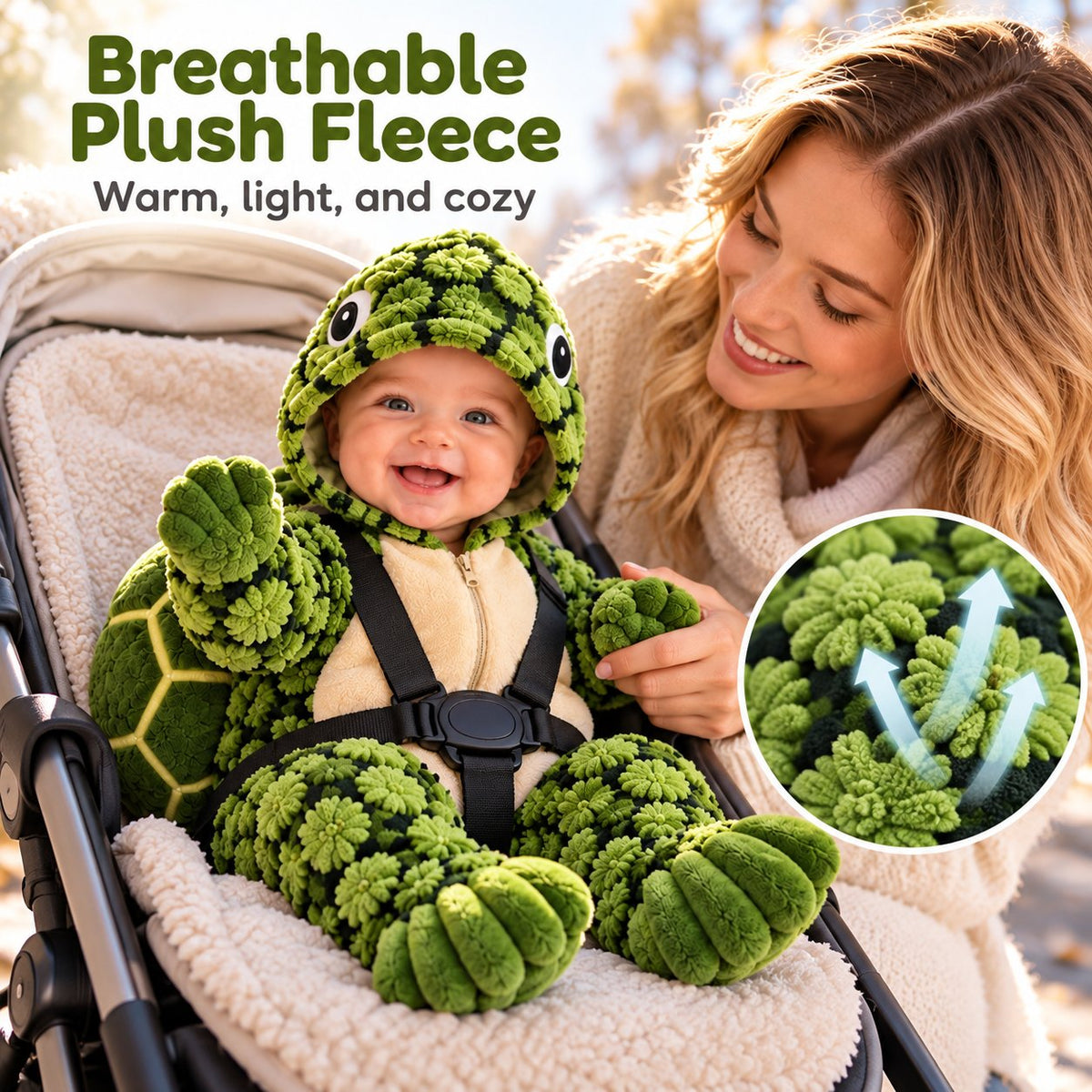 🐢 Little Turtle Plush 3D Shell Baby Onesie – Cute Hooded Cozy Romper