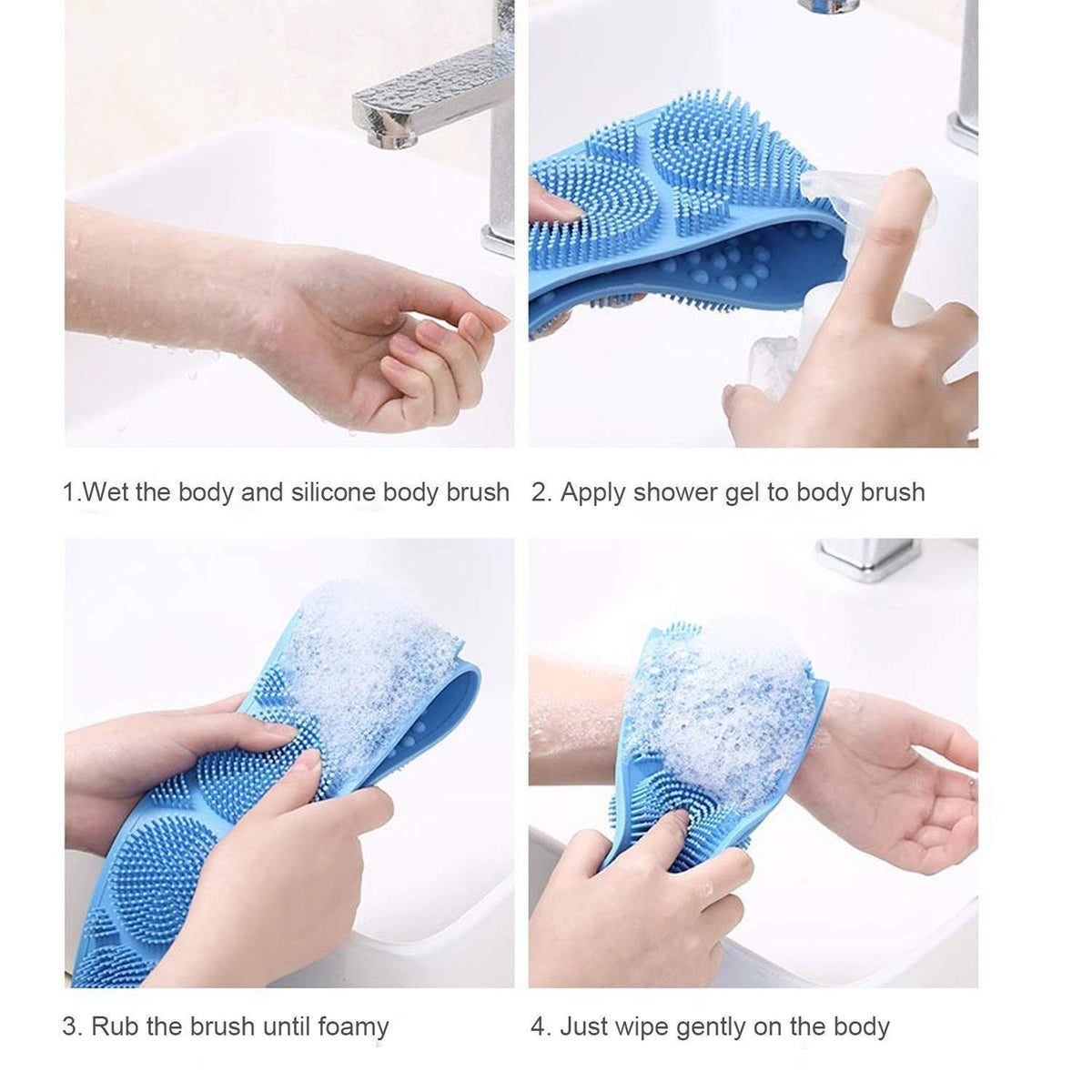 🖐Long double-sided silicone bath scrubber