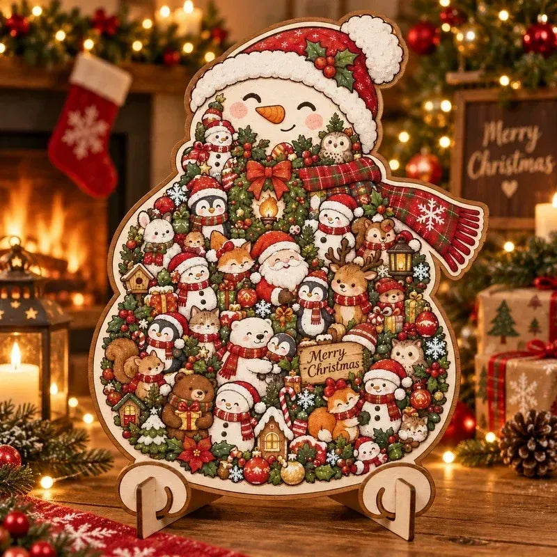 🎄🧩 Wooden Christmas Puzzle Set with Stand – 9 Festive Designs to Build & Display