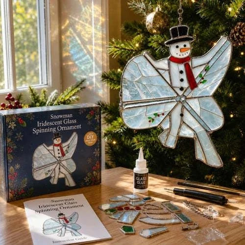 🎄Beginner-Friendly Christmas Iridescent Suncatcher DIY Kit | Complete Kit with Glass-Style Panels, Metal Frames, Hanging Chain, Tools & Step-by-Step Guide Included 💕