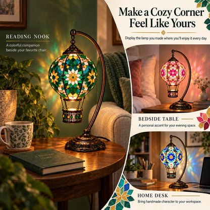 ⏳ Last Day 49% OFF – 🎨 Beginner-Friendly Turkish Mosaic Hot Air Balloon Lamp DIY Kit | Complete Kit with Mosaic Pieces, Tools & USB Light Included ✨