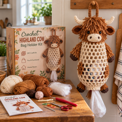 🧶Crochet Animal Bag Holder DIY Kit – Cute & Functional Hanging Storage Craft Kit