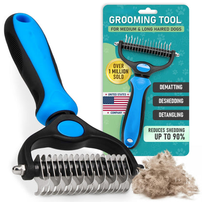 Professional Double-Sided Pet Grooming Rake ✨ Undercoat Deshedding Tool for Dogs & Cats 🐶🐱