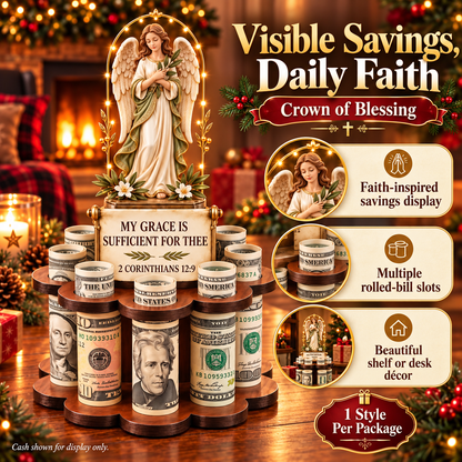 🙏 Bible Verse Savings Challenge Stand – Christian Cash Organizer & Faith-Inspired Gift