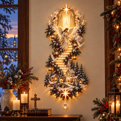 ⏳ Last day to save 49% –✨ Jesus Light of Heaven Christmas Wall Hanging | Illuminated Nativity Stairway Decor ✝️