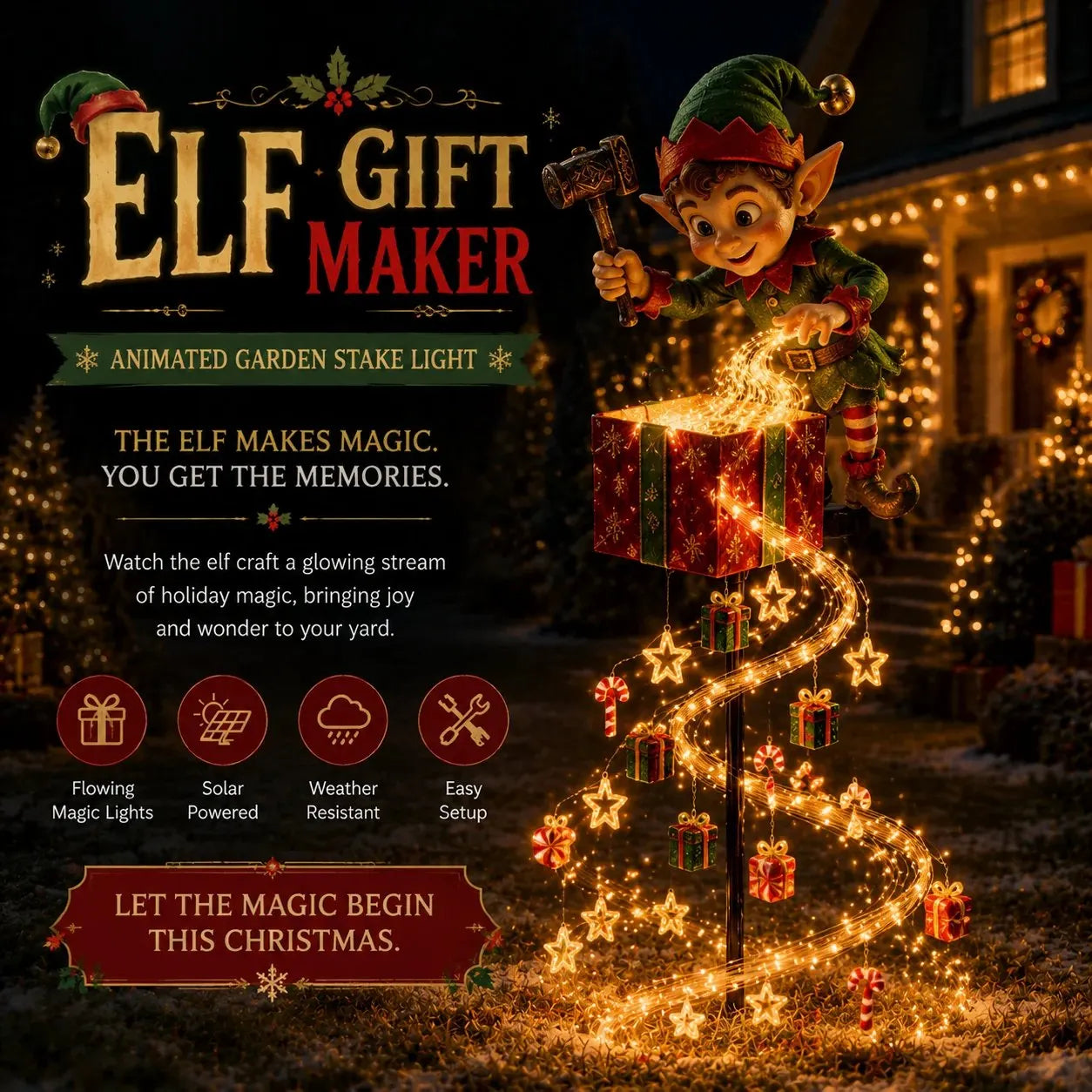 💥50% OFF🎄 Christmas Magic Garden – Solar Powered Flowing Light Collection