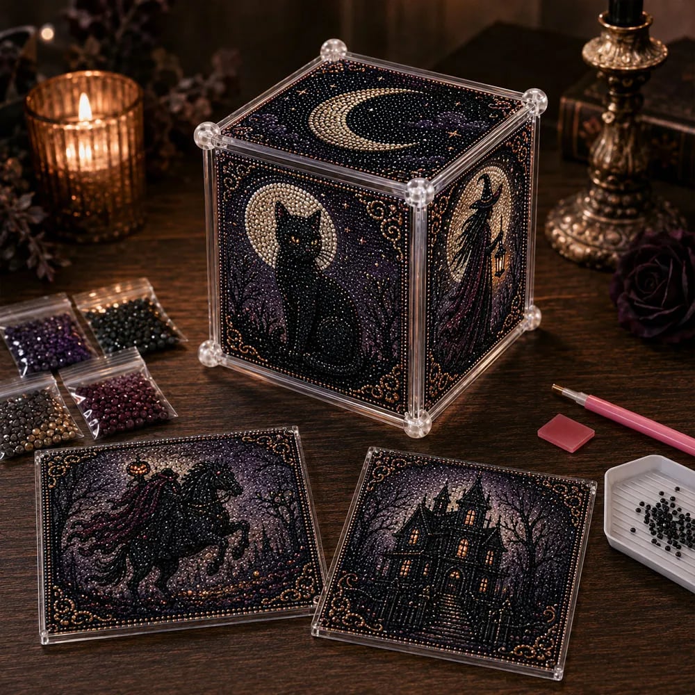 🎄✨ 3D Light-Up Christmas Diamond Painting Gift Box DIY Kit – Sparkling Holiday Craft Decor