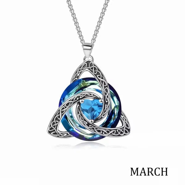💎 12 Birthstone Celtic Knot Necklace for Women – Personalized Birth Month Jewelry Gift