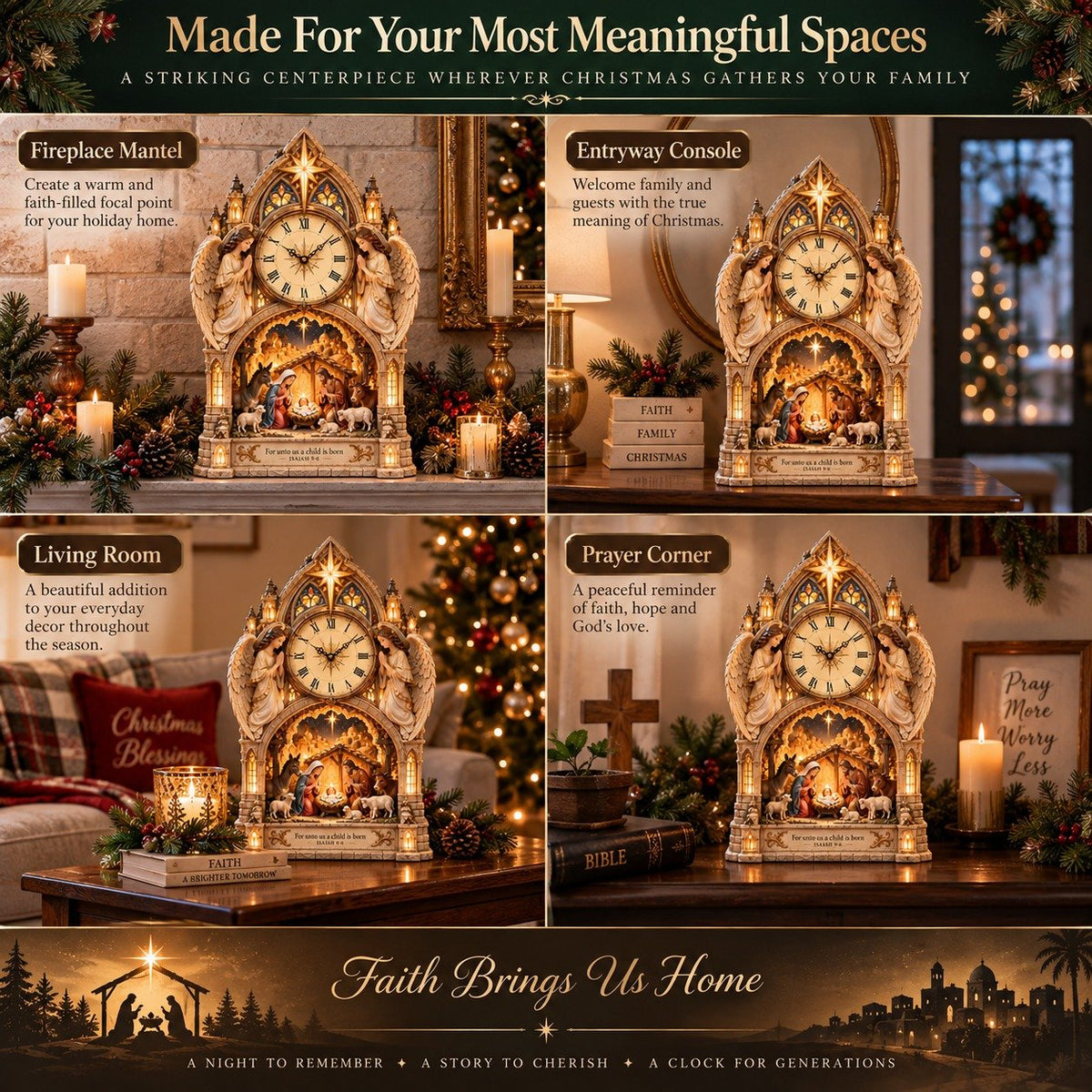 🎉 50% Off Sale ✝️ Bethlehem Nativity Cathedral Clock – A Glowing Tribute to the Christmas Story