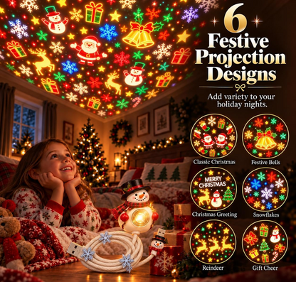 🎄 Plug & Play Christmas Tree Projector – 6 Festive Scenes for Walls & Ceilings ✨