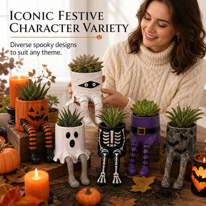 💯 49% OFF – 🎃 Halloween Hanging Leg Planter | Hand-Painted Resin Character Pot for Succulents, Shelves, Desks, Porches & Spooky Seasonal Displays 🪴