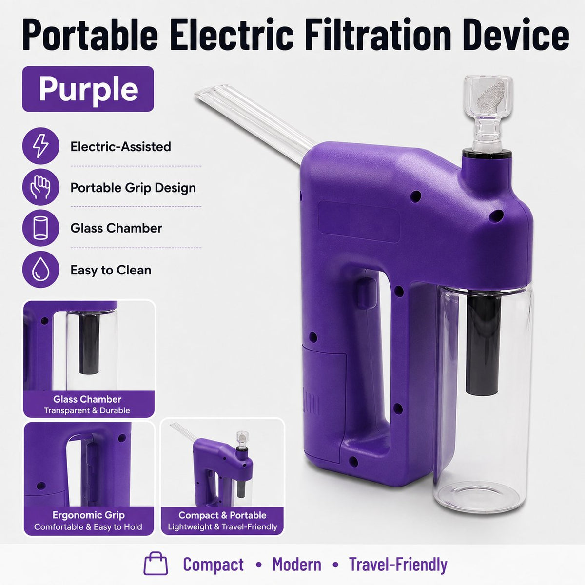 ⚡ LAST DAY 49% OFF – Portable Handheld Electric Filtration Device | Compact Glass Chamber Design with Electric-Assisted Operation & 6 Color Options ✨