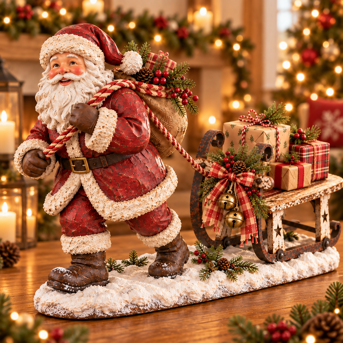 🎁 Santa’s Christmas Sleigh Farmhouse Table Decor