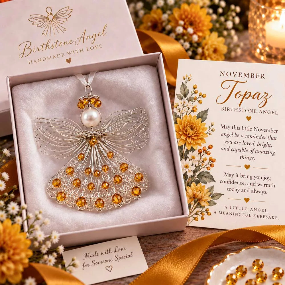 👼Handmade Birthstone Angel Wire Ornament |12 Meaningful Birthstone Colors with Keepsake Card ✨