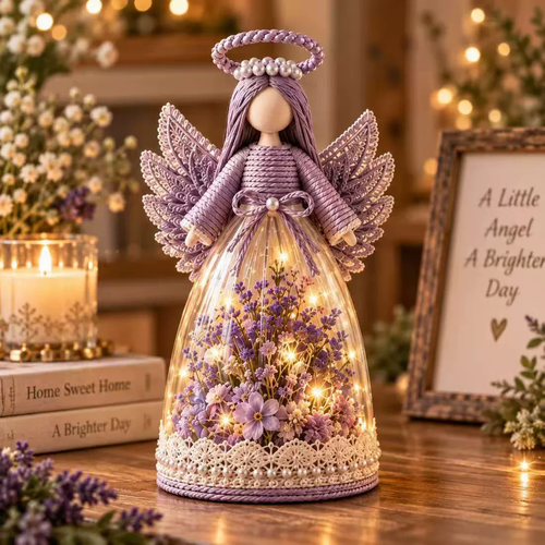 🌸 Lighted Floral Angel Figurine – Warm LED Guardian Angel Decor & Meaningful Gift