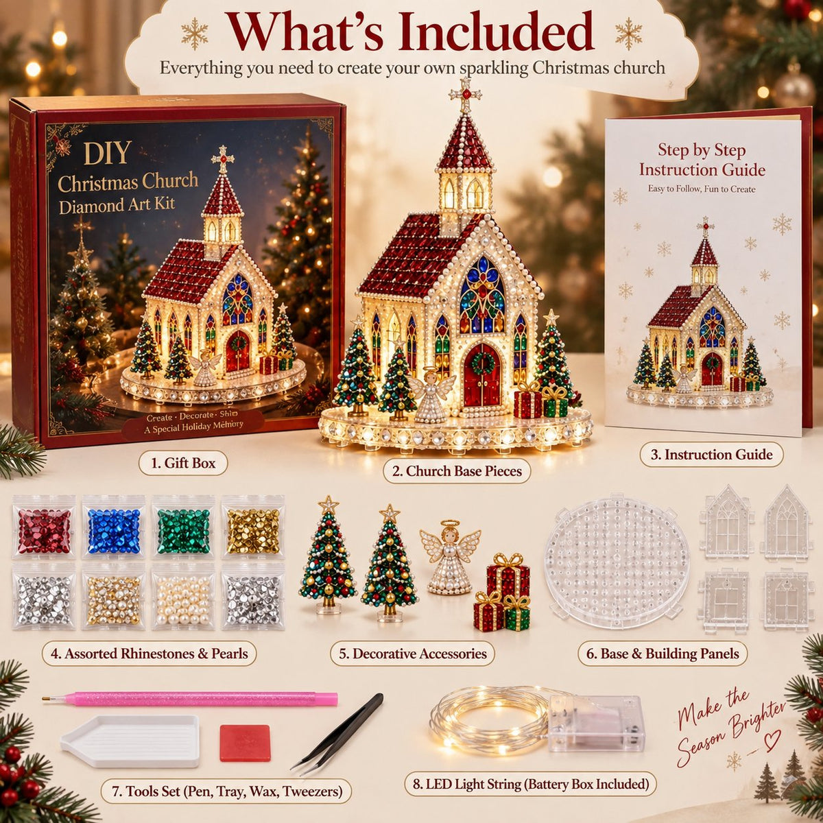 💯🔥Sparkling Christmas Church DIY Gem Art Kit