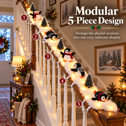 🐧Playful Penguin Snowy Stair Railing Decor