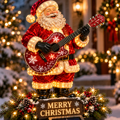 🔥Solar-Powered Light-Up Guitar Santa Christmas Yard Decoration