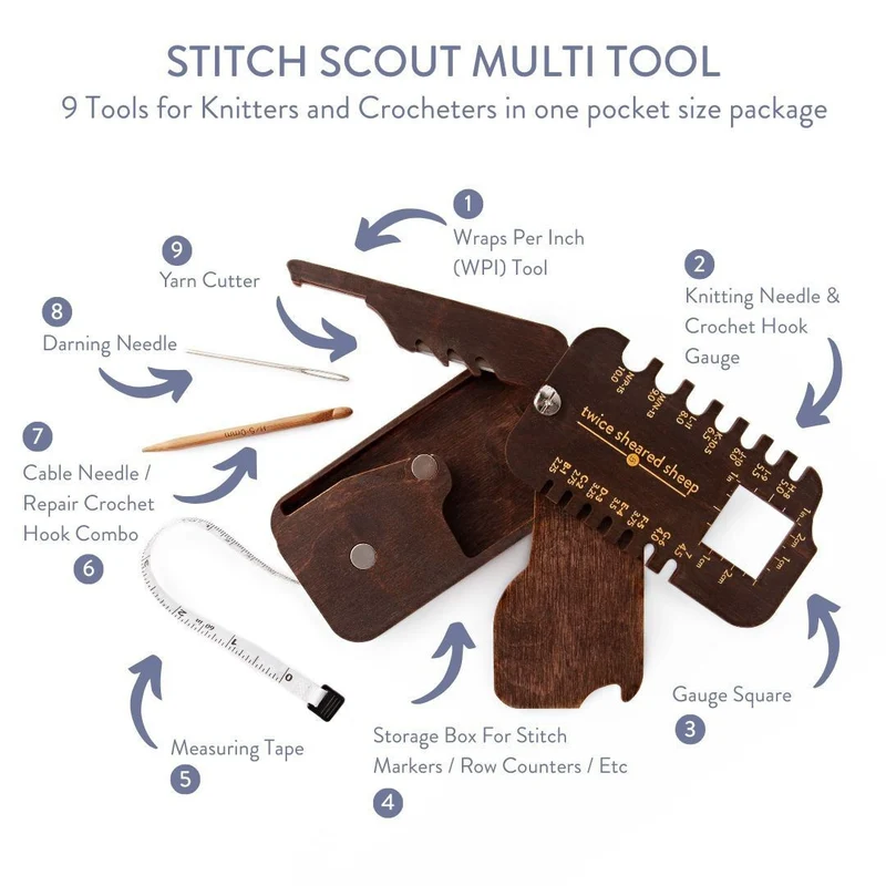 🧶 Stitch Scout 9-in-1 Multi-Tool for Knitters & Crocheters