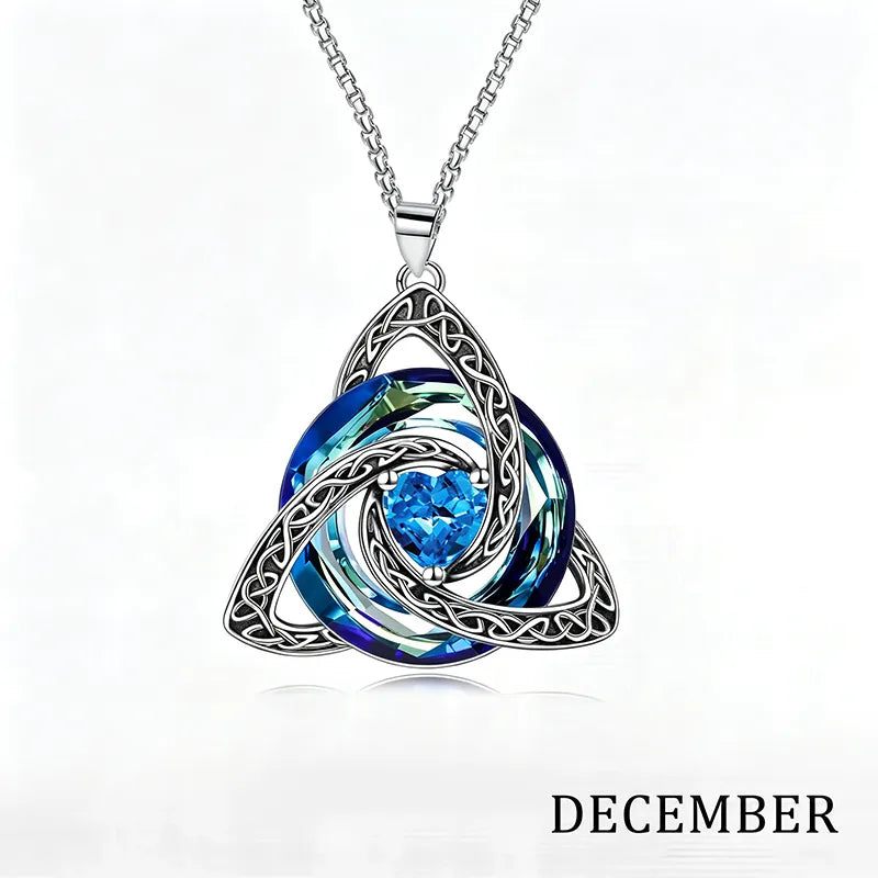 💎 12 Birthstone Celtic Knot Necklace for Women – Personalized Birth Month Jewelry Gift