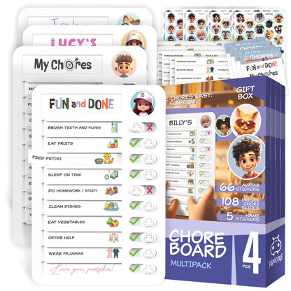 Magnetic Kids Daily Routine & Chore Chart – Visual Task Board with 120 Activity Cards, Stickers & Icons