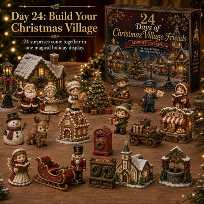 ⏳ Last Day 49% OFF – 🎄 24 Days Of Christmas Village Friends Advent Calendar | 24 Unique 2D Flat Printed Characters, Shops & Holiday Designs for a Complete Festive Village ✨