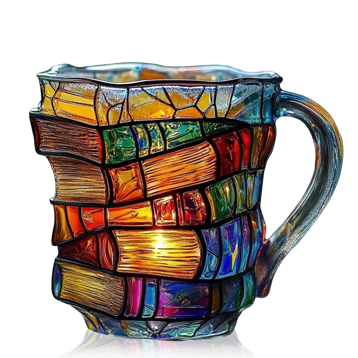 📚 Hand-Painted 3D Book Stack Glass Mug –  A Gift That Reads As Thoughtful. ☕