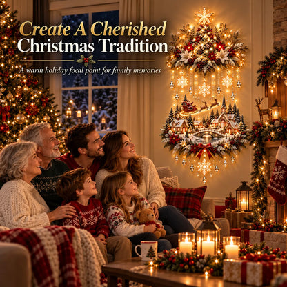 🎄 Illuminated Christmas Tree & Village Wall Hanging