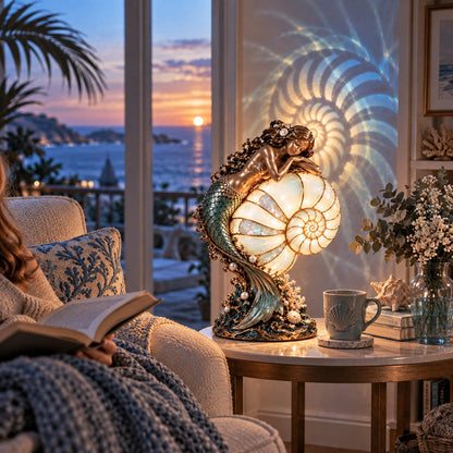 🧜‍♀️ Moon-Tide Mermaid Nautilus Lamp