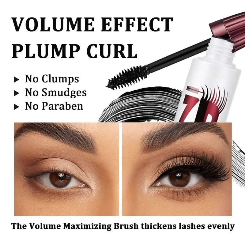 7D Waterproof Mascara - 24H Long Lasting Volume & Curl, Smudge-Proof Lift for Natural False Lash Look