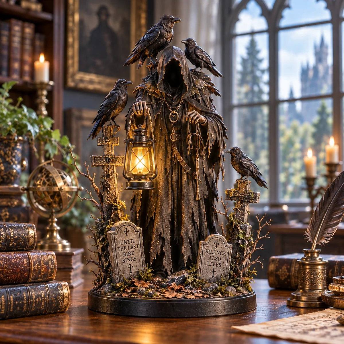Keeper of the Last Light – Raven Guardian Lantern Statue