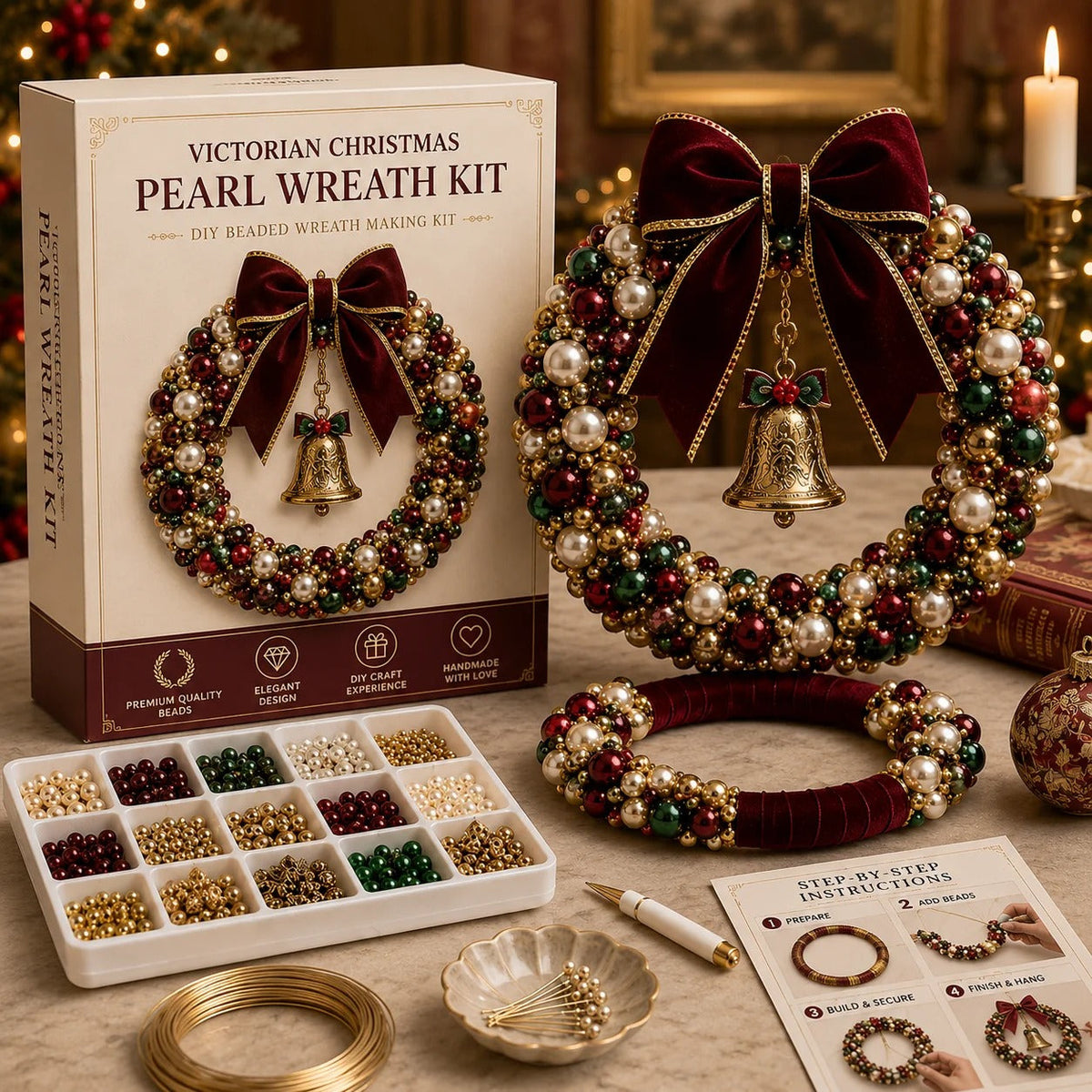 🎄✨ DIY Christmas Wreath Pearl Art Kit🎁
