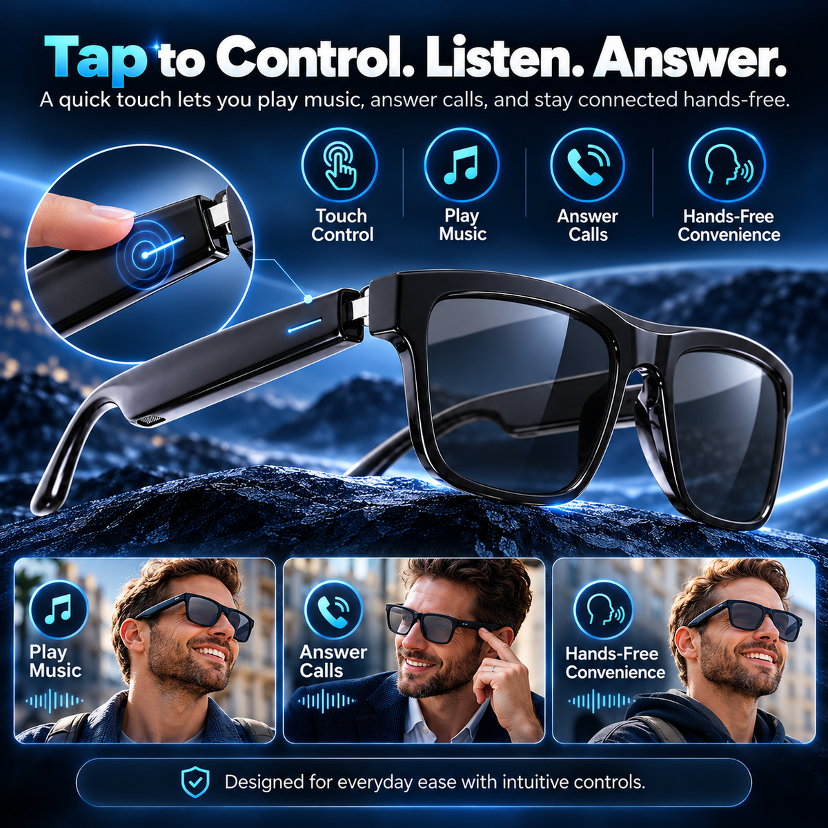 🌍👓 AI Smart Translation Glasses – 164+ Languages, Music, Calls & Everyday Wear