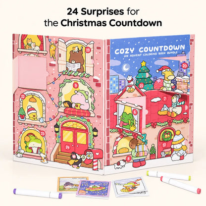 🎄LAST DAY 50% OFF - 🎁🎨 24-Day Christmas Countdown Mystery Box mini Coloring Book Set