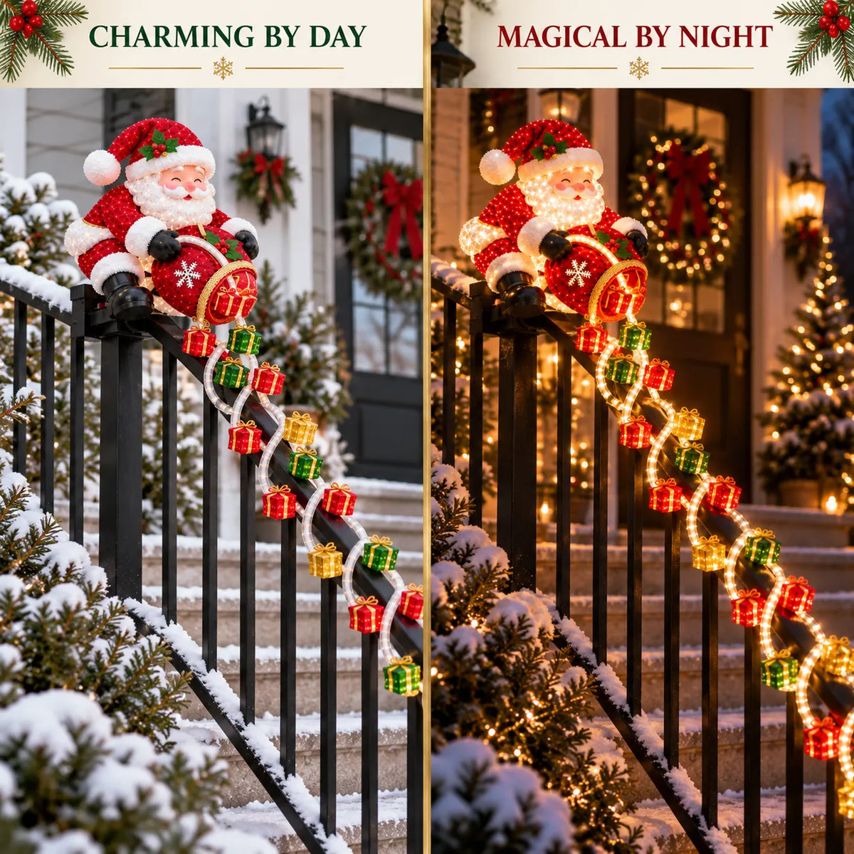 🎅 Santa Magic Gift Cascade Railing Light🎄