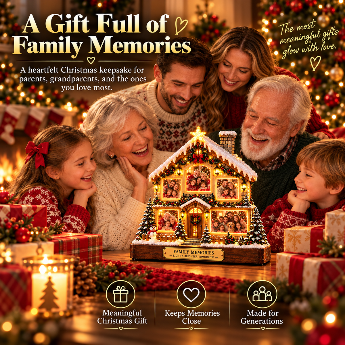 🎄 Family Reunion Memory Christmas Lamp – Lighted Photo House Keepsake