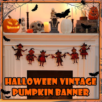 Halloween Vintage bunting wooden