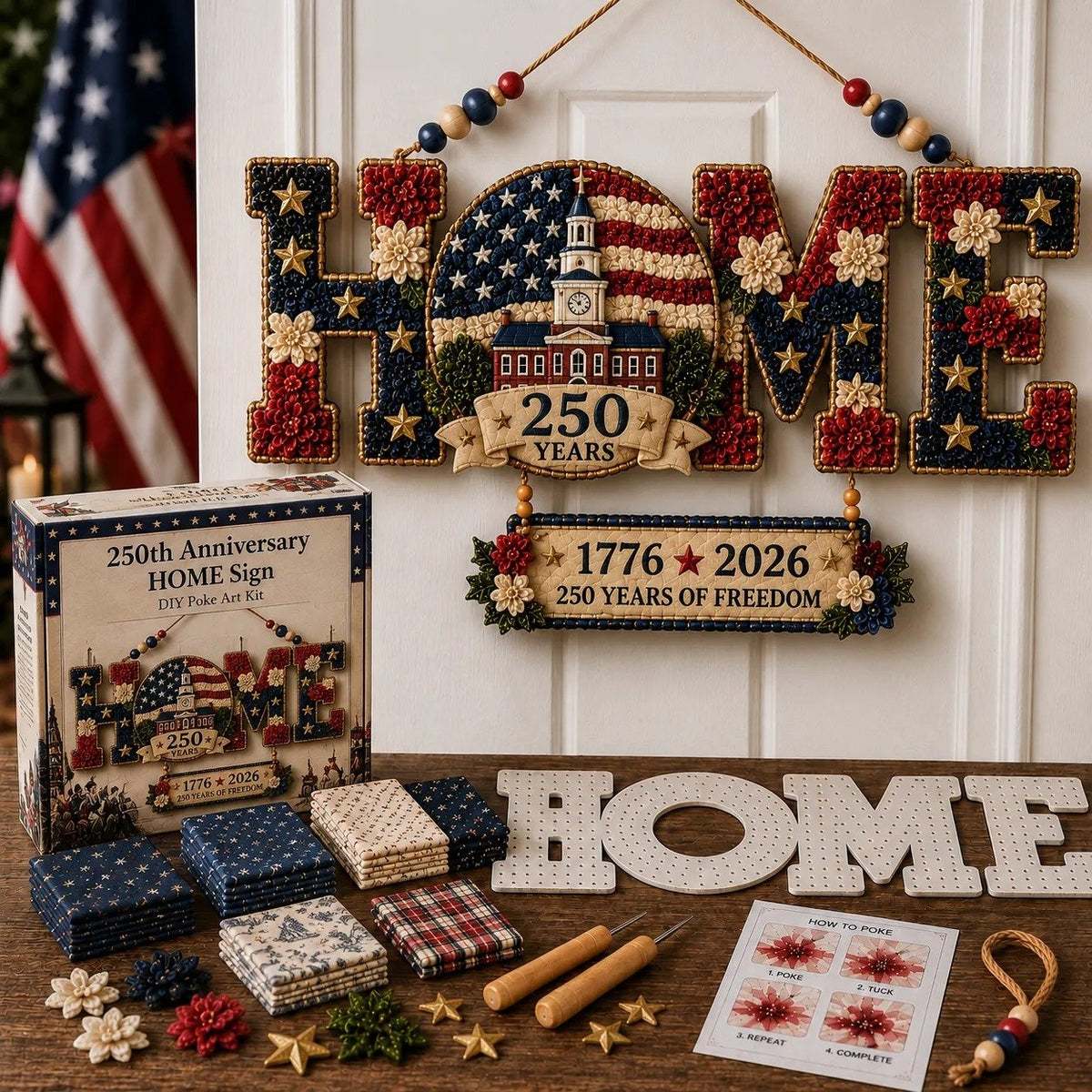 🔥 Last Day 49% OFF | 🏡 HOME Sweet HOME DIY Fabric Poke Art Kit ✨