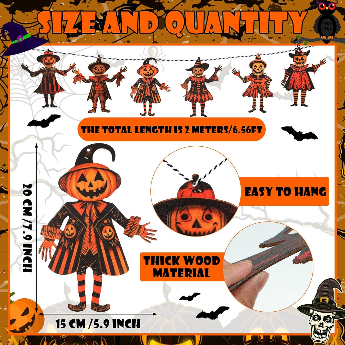 Halloween Vintage bunting wooden